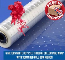 6 Meter Christmas Clear Cellophane Wrap White Dots See Through Film Gift Paper