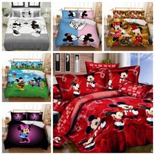 Cartoon Mickey Minnie Duvet Cover Bedding Set Pillowcase Single Double King Size