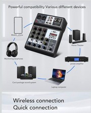 Digital Sound Mixer 4 Channel Mini Sound Mixing Console For Recording Live