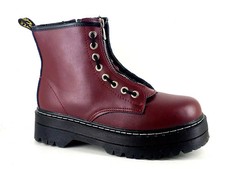 Womens UK 6 EU 39 Burgundy Red Punk Rock Grunge Motorcycle Zip Up Ankle Boots