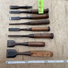 Japanese Nomi Chisel Set 8pcs Carpenter Tool Mixed Size Used Some Damage Vintage