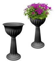Set Of 2 Black Urn Plant Pot