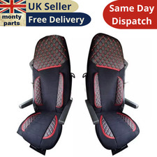 Deluxe Black Eco Leather & Suede Seat Covers 2 pcs for SCANIA R/S Euro 6, 2017+