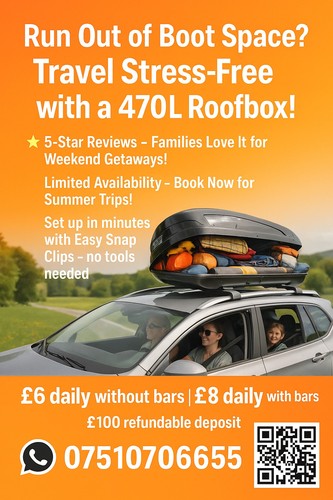 Roof box hire - exodus, 470l