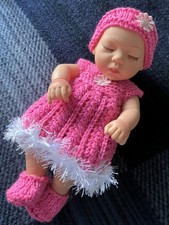 HAND KNITTED DOLLS CLOTHES * UNIQUE OUTFIT 10” 11” 12” BABY, OOAK, REBORN, TEDDY
