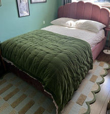 Pink velvet double ottoman - double,