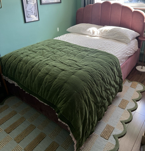 Pink velvet double ottoman bed - velvet,