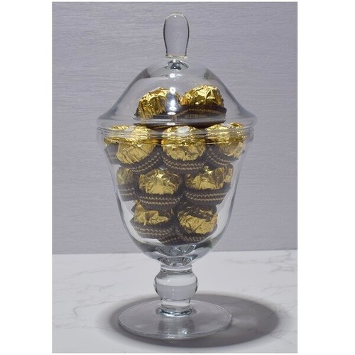 Handmade footed glass jar - footed,