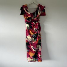 Kevan Jon Dress Bodycon Pencil Knee Length Size 1 UK 8 Pink Multicoloured 