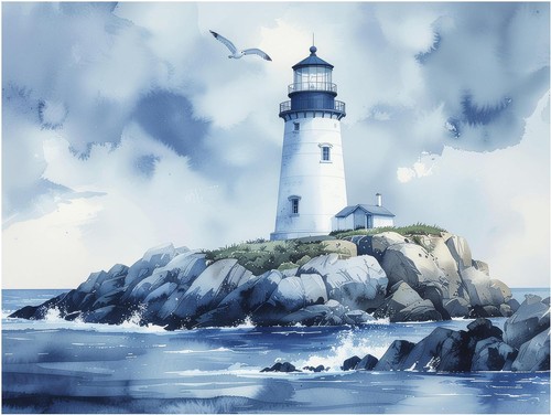 Tile mural lighthouse ocean - mural,