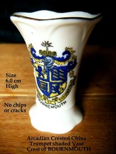ARCADIAN Crested China Trumpet shaped Vase with the crest of BOURNEMOUTH