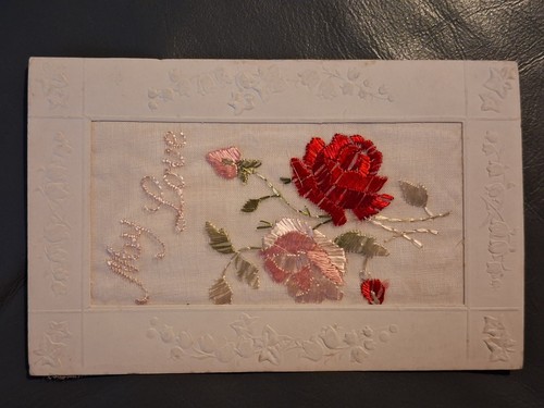 Ww1 silk postcard embroidered - postcard,