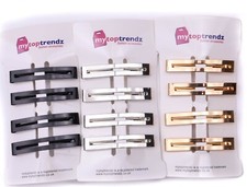 4 Pack Thin Small Barrettes Hair Clips Slides Double Bar Unsprang Metal Hairclip