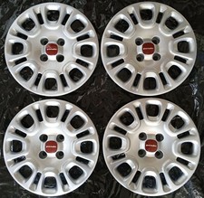 LOT OF 4 WHEEL COVERS FIAT PANDA EASY 2012 FOR 14" RED LOGO RIM