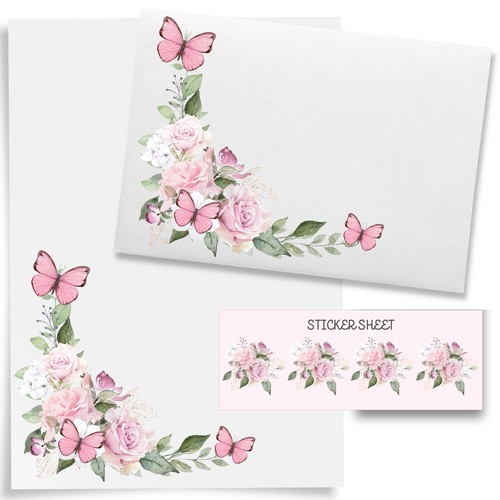 Butterfly letter writing - letter, set