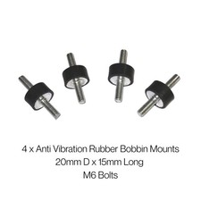 4 x Anti Vibration Rubber Bobbin Mounts 20mm D x 15mm Long M6 male car boat kart