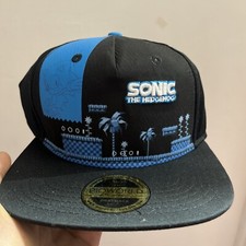 Sonic The Hedgehog Snap Back Hat Green Hill Zone One Sixe Adult Black Bioworld