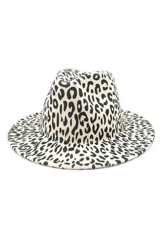 Black leopard print fedora - black,