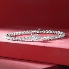 1ct Princess Bracelet White Gold Lab-Created Diamond Test Pass VVS1/D/Excellent
