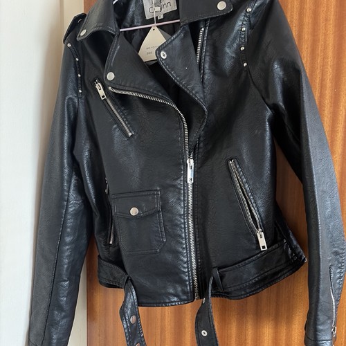 Ladies faux leather biker - ladies,