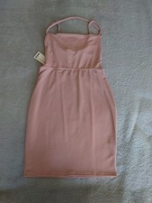Boohoo Petite Light Pink Backless Bodycon Midi Dress UK Size 12 BNWT