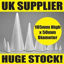 105mm High x 50mm Diameter - POLYSTYRENE CONE -  Crafts Decoration Sweet Tree