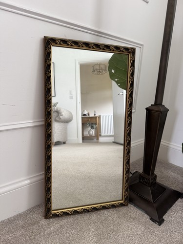 Rectangular ornate gold mirror - ornate,