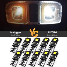 10pcs White LED Interior Package W5W T10 194 Dome Map License Plate Lights Bulbs