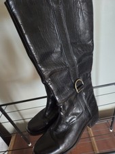 Vintage Long Real Leather Black Riding Boots Autumn Knee High Distressed Rare 3