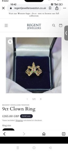 9ct clown ring