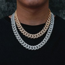 Men 13mm Hip Hop Iced Out Diamond Cut Thick Miami Cuban Link Chain Necklace