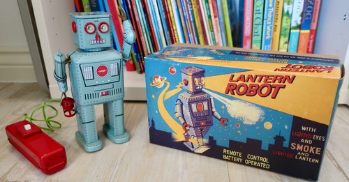 Vintage lantern robot - lantern, robot.