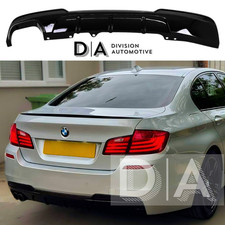 FOR BMW 5 SERIES F10 F11 M SPORT REAR DIFFUSER SPLITTER TWIN GLOSS BLACK