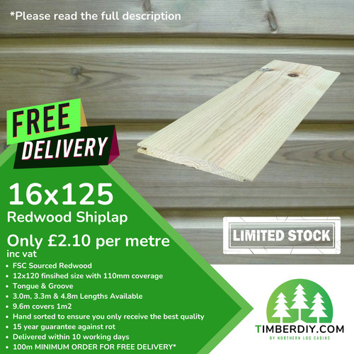 Shiplap timber cladding 16x125 - shiplap,