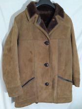 Vintage Nurseys Brown Sheepskin Womens Coat Size 16 Made in England