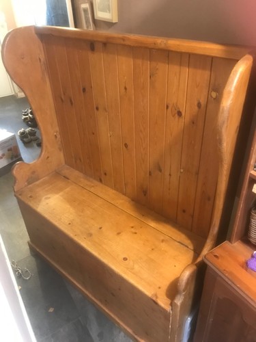 Oak antique monks bench - , with