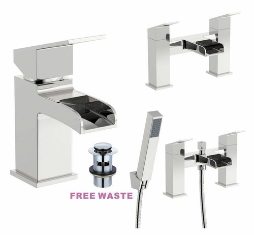 Waterfall bathroom taps chrome - bathroom,