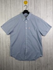 Brutus Shirt Pin Striped Blue Pocket Short Sleeve Small Style 10006 Cotton Blend