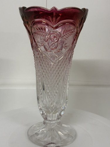 Ruby red crystal glass vase - ruby,