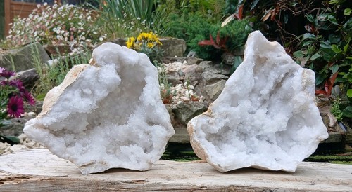 White quartz geode crystal - white,