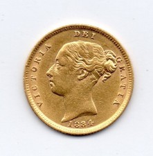 1884 Gold Half Sovereign, Victoria young head
