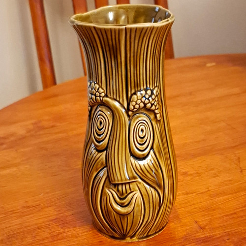 Sadler face vase green - green, glossy