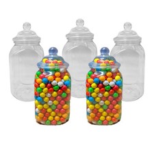 Plastic Sweet Jars Square 995ml Storage Jar Screw Lid Wedding Party Candy Spices