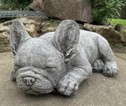 Stone garden lying frenchie - lying,