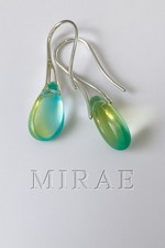Aqua Green Teardrop Earrings 925 Sterling Silver Dangle Drop Minimalist Gift