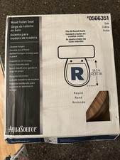 Oak Toilet Seat AQUA SOURCE wood Round, Chrome Hinges 0566351 BRAND NEW SEALED