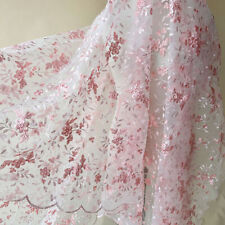 Pink Embroidery Floral Lace Fabric Delicate Lace Tulle for Costumes,Dress