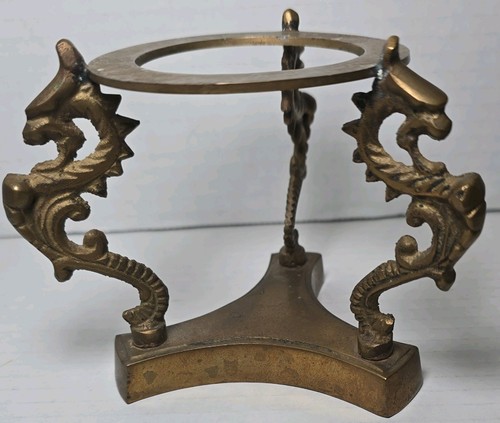 Vtg solid brass dragon crystal - solid,