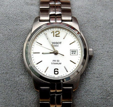 Ladies  * TISSOT *   PR50  'Titanium'  Watch ; DATE ; Cleaned + NEW Battery; Box