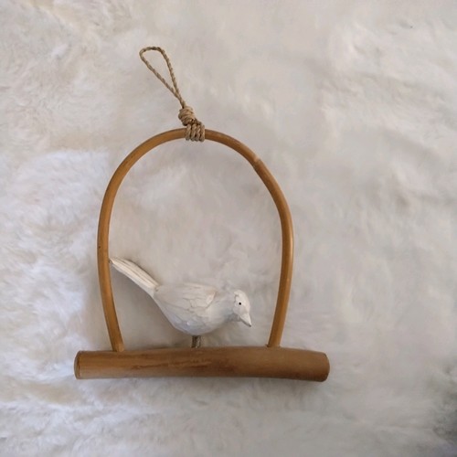 Handcarved wooden bird - wooden, on